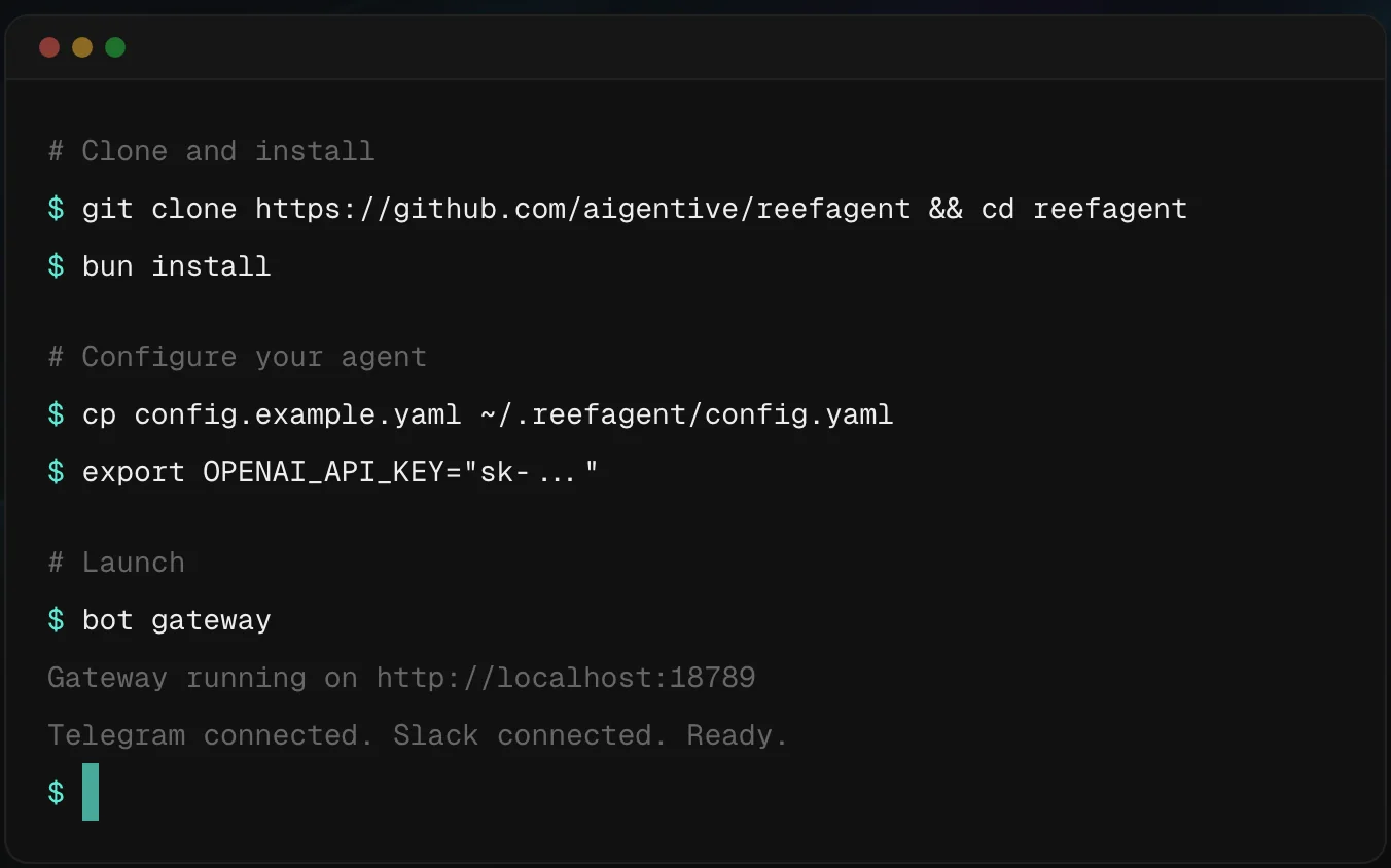 ReefAgent — Consola gateway-ului